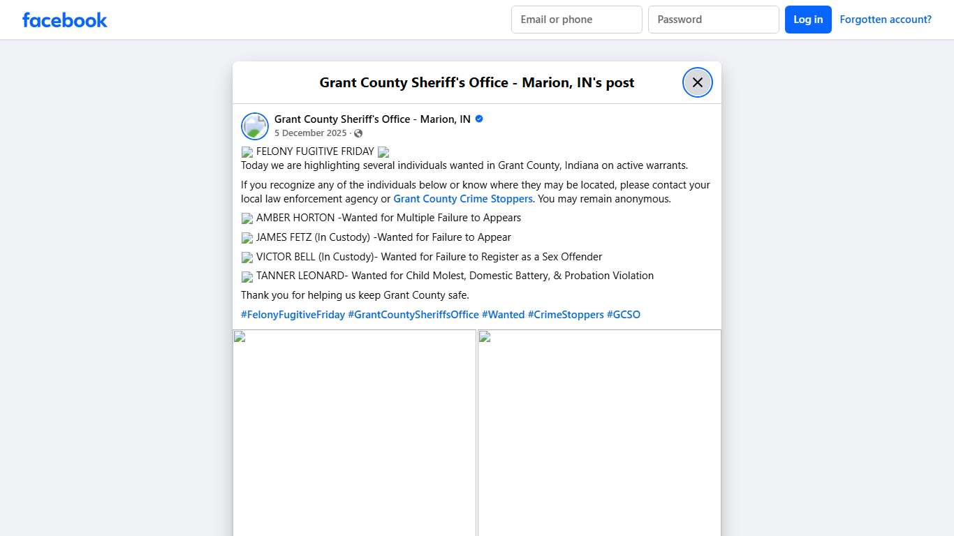 🔴 FELONY... - Grant County Sheriff's Office - Marion, IN Facebook